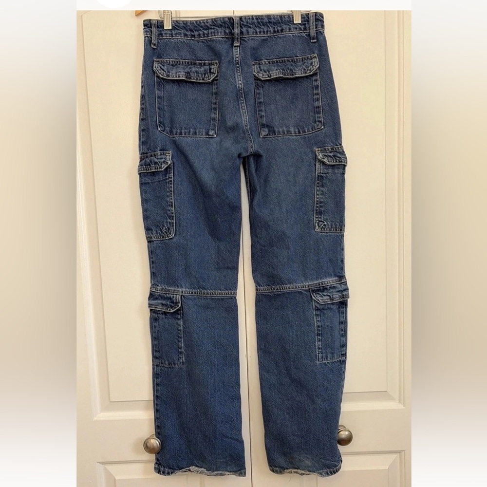 Zara Dark Blue Wide-Leg Cargo Jeans - Picture 3 of 13